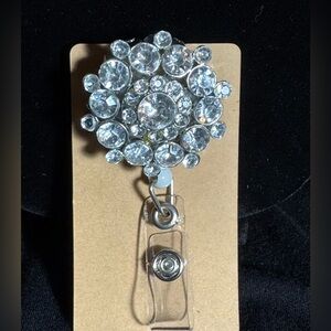 Up cycled Rhinestone Badge Reel Badge Holder Made From Vintage Brooch